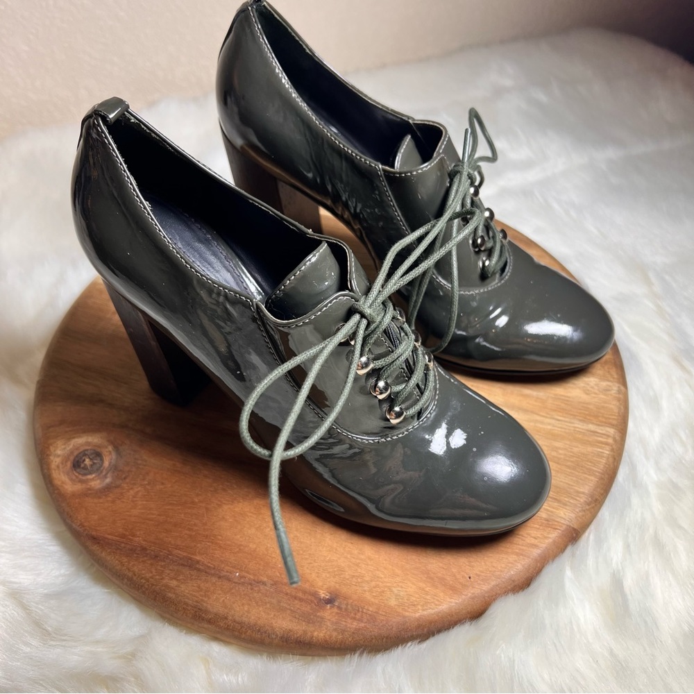 Theory Lace Up Oxford Heeled Booties Size 36.5 - Picture 3 of 11